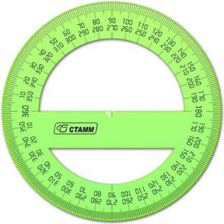 Транспортир 10 см 360  градусов, NEON Cristal, цвет ассорти ТР41