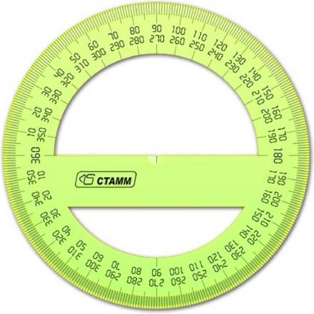 Транспортир 10 см 360  градусов, NEON Cristal, цвет ассорти ТР41