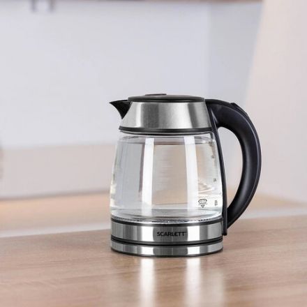 Чайник SCARLETT SC-EK27G54, 1,7 л, 1800 Вт, закрытый нагревательный элемент, стекло, стальной Чайник SCARLETT SC-EK27G54, 1,7 л, 1800 Вт, закрытый нагревательный элемент, стекло, стальной