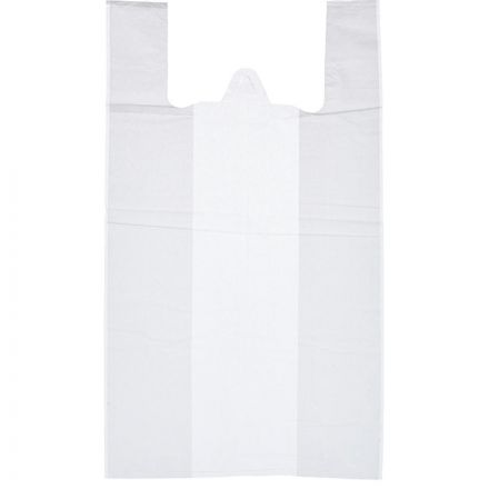 Пакет-майка ПНД белый 15 мкм (30+18х55 см, 100 штук в упаковке)