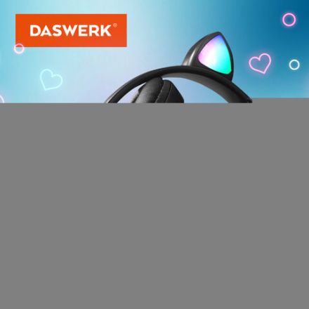 Наушники беспроводные игровые накладные, с ушками, светящиеся, черные DASWERK (ДАСВЕРК) VZV-23M, 513800