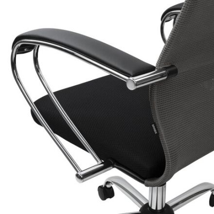 Кресло офисное BRABIX PREMIUM "Ultimate EX-800" хром, плотная двойная сетка Х2, черное/серое, 532912 Кресло офисное BRABIX PREMIUM "Ultimate EX-800" хром, плотная двойная сетка Х2, черное/серое, 532912