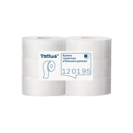 Бумага туалетная 525 м, БОЛЬШОЙ РУЛОН, Tellus/TORK (Система T1) UNIVERSAL, КОМПЛЕКТ 6 рулонов, 1-слойная, 120195