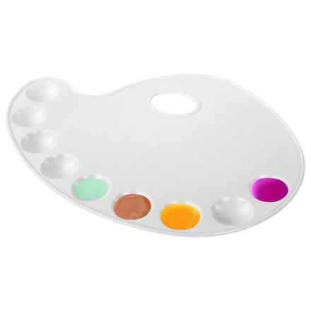 Палитра художественная пластиковая овальная 28х21 см, 9 ячеек, BRAUBERG ART DEBUT, 192229 Палитра художественная пластиковая овальная 28х21 см, 9 ячеек, BRAUBERG ART DEBUT, 192229