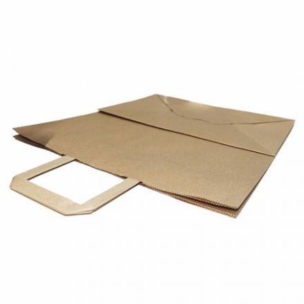 Крафт-пакет бумажный 32х20х37 см, плоские ручки, плотность 90 г/м2, 110494