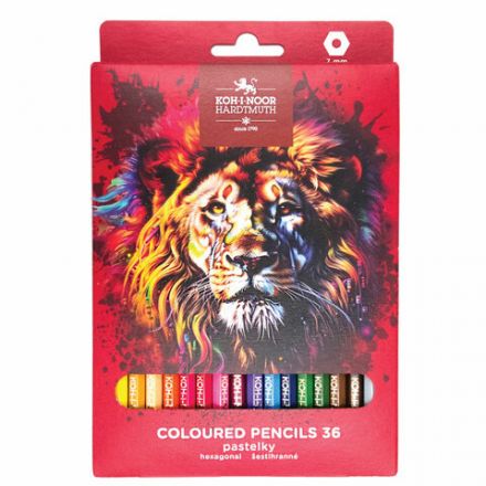 Карандаши цветные KOH-I-NOOR "RED LION" 36 цветов, шестигранные, 2,8 мм, натуральное дерево, 3555/36, 3555036063KS