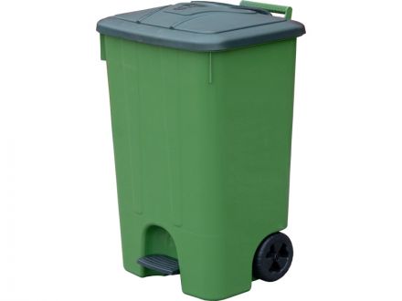 Мусорный бак 85л. мороз. с крышкой, с педальным приводом цв. зелёный