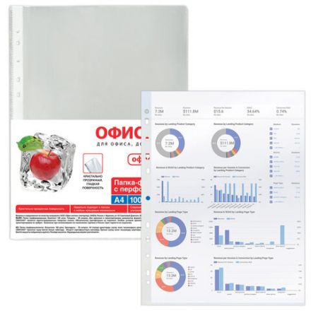 Папки-файлы перфорированные, А4, ОФИСМАГ "ПРЕМИУМ", комплект 100 шт., гладкие, 38 мкм, 224601 Папки-файлы перфорированные, А4, ОФИСМАГ "ПРЕМИУМ", комплект 100 шт., гладкие, 38 мкм, 224601