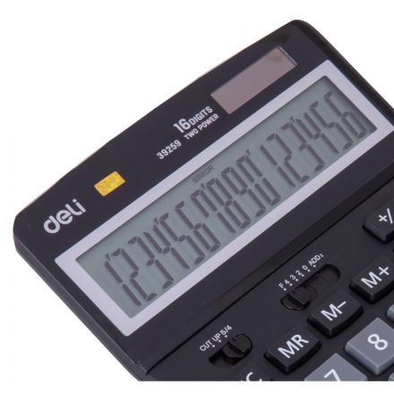 Калькулятор настольный ПОЛНОРАЗМ. Deli E39259,16-р, дв.пит,193x149мм,черн Калькулятор настольный ПОЛНОРАЗМ. Deli E39259,16-р, дв.пит,193x149мм,черн