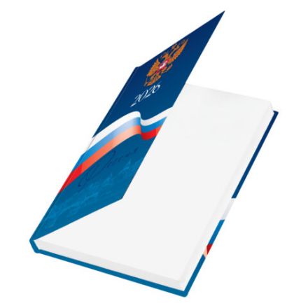 Ежедневник датированный 2026 145х215 мм, А5, STAFF, ламинированная обложка, "Символика РФ", 117314