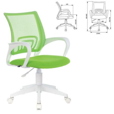 Кресло BRABIX "Fly MG-396W", с подлокотниками, пластик белый, сетка, салатовое, 532403, MG-396W_532403 Кресло BRABIX "Fly MG-396W", с подлокотниками, пластик белый, сетка, салатовое, 532403, MG-396W_532403