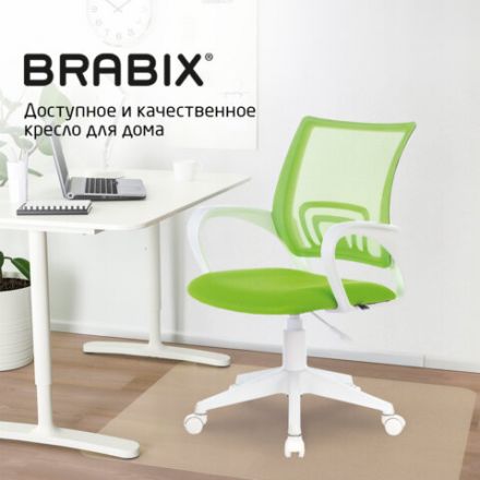 Кресло BRABIX "Fly MG-396W", с подлокотниками, пластик белый, сетка, салатовое, 532403, MG-396W_532403 Кресло BRABIX "Fly MG-396W", с подлокотниками, пластик белый, сетка, салатовое, 532403, MG-396W_532403