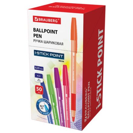 Ручка шариковая с грипом BRAUBERG "i-STICK POINT NEON", СИНЯЯ, корпус ассорти, игольчатый узел 0,7 мм, линия письма 0,35 мм, 144022 Ручка шариковая с грипом BRAUBERG "i-STICK POINT NEON", СИНЯЯ, корпус ассорти, игольчатый узел 0,7 мм, линия письма 0,35 мм, 144022