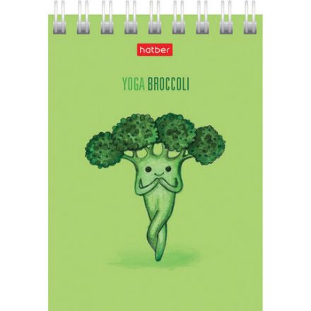 Блокнот МАЛЫЙ ФОРМАТ (75х105 мм) А7, 60 л., гребень, картон, клетка, HATBER, "Йога-Фитнес", 60Б7В1гр