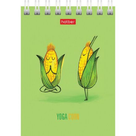 Блокнот МАЛЫЙ ФОРМАТ (75х105 мм) А7, 60 л., гребень, картон, клетка, HATBER, "Йога-Фитнес", 60Б7В1гр