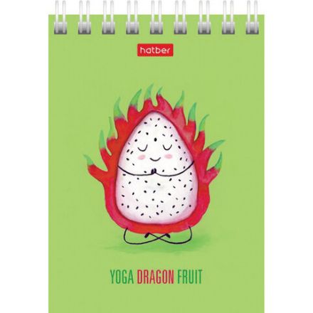 Блокнот МАЛЫЙ ФОРМАТ (75х105 мм) А7, 60 л., гребень, картон, клетка, HATBER, "Йога-Фитнес", 60Б7В1гр