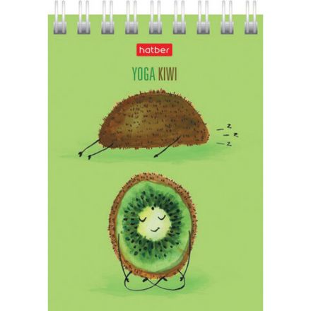 Блокнот МАЛЫЙ ФОРМАТ (75х105 мм) А7, 60 л., гребень, картон, клетка, HATBER, "Йога-Фитнес", 60Б7В1гр