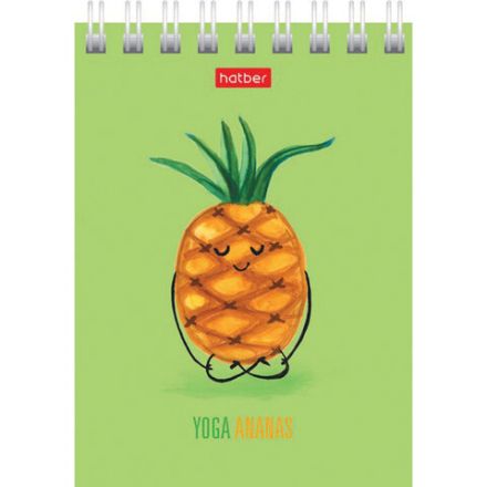 Блокнот МАЛЫЙ ФОРМАТ (75х105 мм) А7, 60 л., гребень, картон, клетка, HATBER, "Йога-Фитнес", 60Б7В1гр