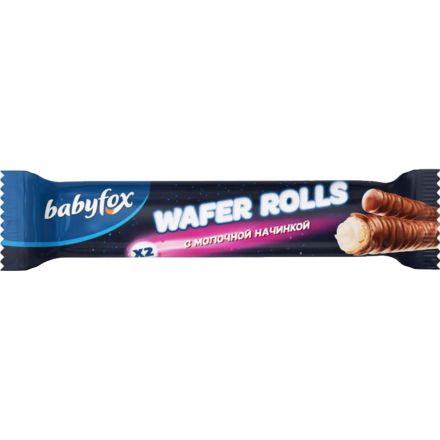 Вафельные трубочки Babyfox wafer rolls с молочной нач.16гx26шт/уп,РВК665