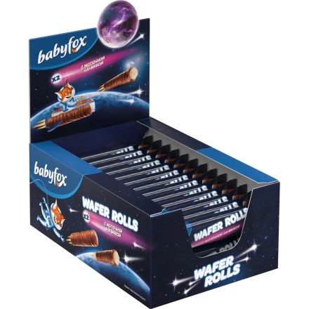 Вафельные трубочки Babyfox wafer rolls с молочной нач.16гx26шт/уп,РВК665