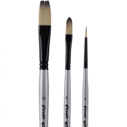 Набор кистей худож. Комус Арт,синтетика средн.жестк,короткая ручка, 3шт/наб Набор кистей худож. Комус Арт,синтетика средн.жестк,короткая ручка, 3шт/наб