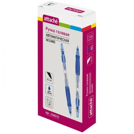 Ручка гелевая автоматическая Attache Wizard синяя (толщина линии 0.5 мм) Ручка гелевая автоматическая Attache Wizard синяя (толщина линии 0.5 мм)