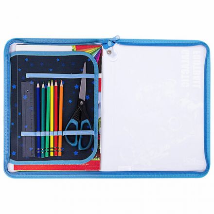 Папка для труда на молнии ЮНЛАНДИЯ А4, 1 отделение, откидная планка, органайзер, "Football", 270986