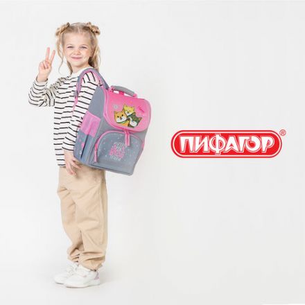 Ранец ПИФАГОР BASIC, 1 отделение, 3 кармана, эргономичная спинка, "Best team", 35х28х18 см, 272050