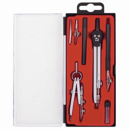 Готовальня BRAUBERG "Architect", 7 предметов: циркуль + кронциркуль с рейсфедором, рейсфедер + держатель, 2 вставки, грифель, 210346 Готовальня BRAUBERG "Architect", 7 предметов: циркуль + кронциркуль с рейсфедором, рейсфедер + держатель, 2 вставки, грифель, 210346