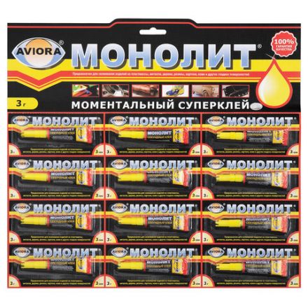 Клей моментальный МОНОЛИТ, 3 г, отрывная мультикарта, 403-001 Клей моментальный МОНОЛИТ, 3 г, отрывная мультикарта, 403-001