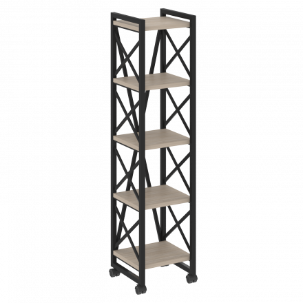 Loft Стеллаж на колесных опорах-5 полок VR.L-MST.K-5.4 Дуб аттик/Чёрный металл 400*400*1704