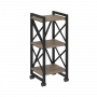 Loft Стеллаж на колесных опорах-3 полки VR.L-MST.K-3.4 Тиквуд тёмный/Чёрный металл 400*400*968