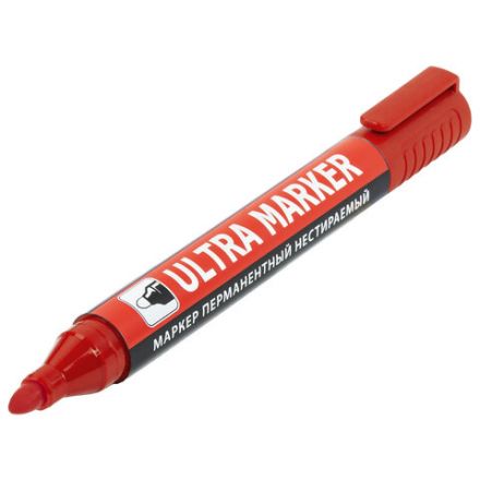 Маркер перманентный ULTRA MARKER, КРАСНЫЙ, 3,5 мм, с клипом, BRAUBERG, 152205 Маркер перманентный ULTRA MARKER, КРАСНЫЙ, 3,5 мм, с клипом, BRAUBERG, 152205
