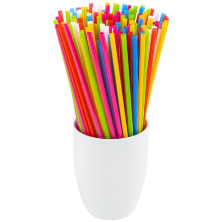 Трубочки для коктейлей прямые, пластиковые, 5 х 210 мм, цветные, КОМПЛЕКТ 250 штук, LAIMA, 608356