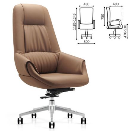 Кресло HAWASAN (ХАВАСАН) PREMIUM EX-810, хромированная сталь, экокожа, коричневое, 533236