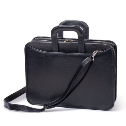 Портфель "Карьера", 36х31х7 см, искусственная кожа, 2 отделения, на молнии, черный, 162