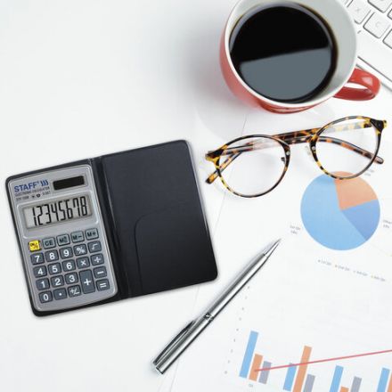 Калькулятор карманный металлический STAFF STF-1008 (103х62 мм), 8 разрядов, двойное питание, 250115 Калькулятор карманный металлический STAFF STF-1008 (103х62 мм), 8 разрядов, двойное питание, 250115