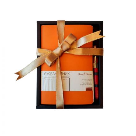 Подарочный набор ежед. недат. MEGAPOLIS FLEX оранж. с ручкой 3-531/06-2