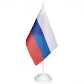 Флаг РФ 12*18см с подставкой 1-ой белый пластик 30