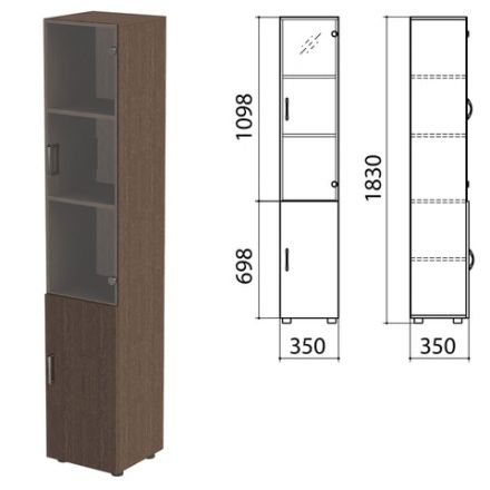 Шкаф закрытый со стеклом "Канц", 350х350х1830 мм, цвет венге (КОМПЛЕКТ) Шкаф закрытый со стеклом "Канц", 350х350х1830 мм, цвет венге (КОМПЛЕКТ)