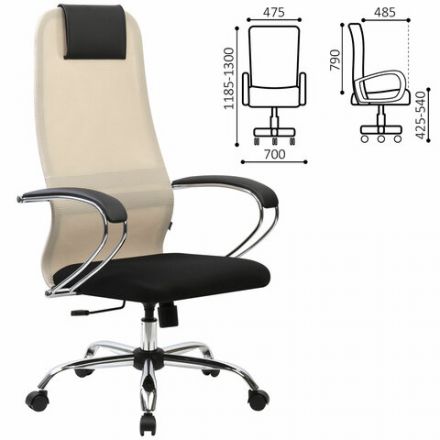 Кресло офисное BRABIX PREMIUM "Ultimate EX-800" хром, плотная двойная сетка Х2, черное/бежевое, 532913 Кресло офисное BRABIX PREMIUM "Ultimate EX-800" хром, плотная двойная сетка Х2, черное/бежевое, 532913