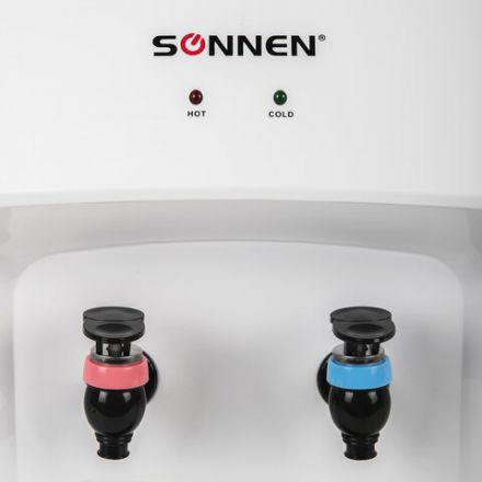 Кулер для воды SONNEN TSE-02WT, настольный, НАГРЕВ/ОХЛАЖДЕНИЕ ЭЛЕКТРОННОЕ, 2 крана, белый, 455413