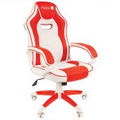 Кресло игровое Helmi HL-S15 "Skyline", экокожа, белая/красная, механизм качания
