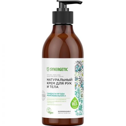 Крем для рук и тела SYNERGETIC Сандал и ягоды можжевельника 380 мл Крем для рук и тела SYNERGETIC Сандал и ягоды можжевельника 380 мл