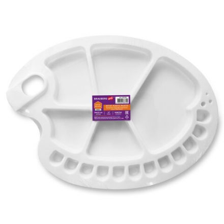 Палитра художественная пластиковая овальная 34х25 см, 17 ячеек, BRAUBERG ART DEBUT, 192230 Палитра художественная пластиковая овальная 34х25 см, 17 ячеек, BRAUBERG ART DEBUT, 192230