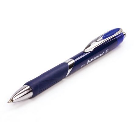 Ручка шариковая автоматическая с грипом BRAUBERG "Delta", СИНЯЯ, узел 0,7 мм, линия письма 0,35 мм, 142417