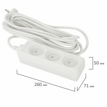 Удлинитель сетевой SONNEN U-135, 3 розетки, без заземления, 6 А, 5 м, белый, 511430 Удлинитель сетевой SONNEN U-135, 3 розетки, без заземления, 6 А, 5 м, белый, 511430