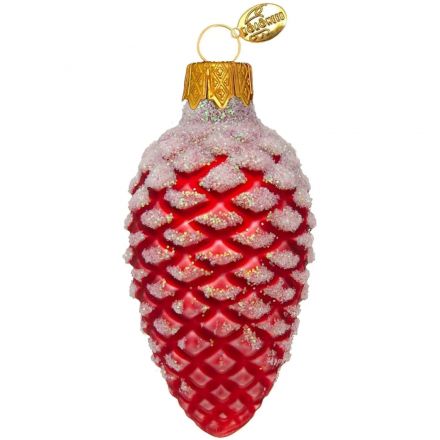 Игрушка Шишка в снегу, красная мат, h-9 см, ФУ-2-90/12 кр.мат