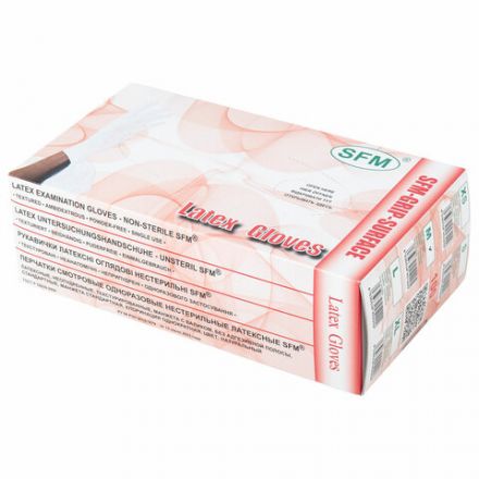 Перчатки латексные смотровые SFM Grip-Surface/ L 254 SC, Германия, 50 пар (100 штук), размер 7-8, М (средний)