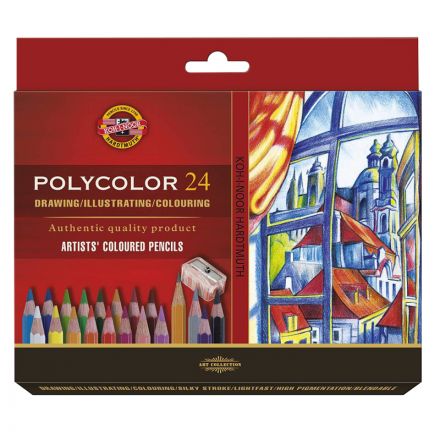 Карандаши цветные художественные Koh-I-Noor "Polycolor 3834", 24цв., заточен.+ точилка+2 ч/гр. кар. 1500, картон, европодвес (ПОД ЗАКАЗ)